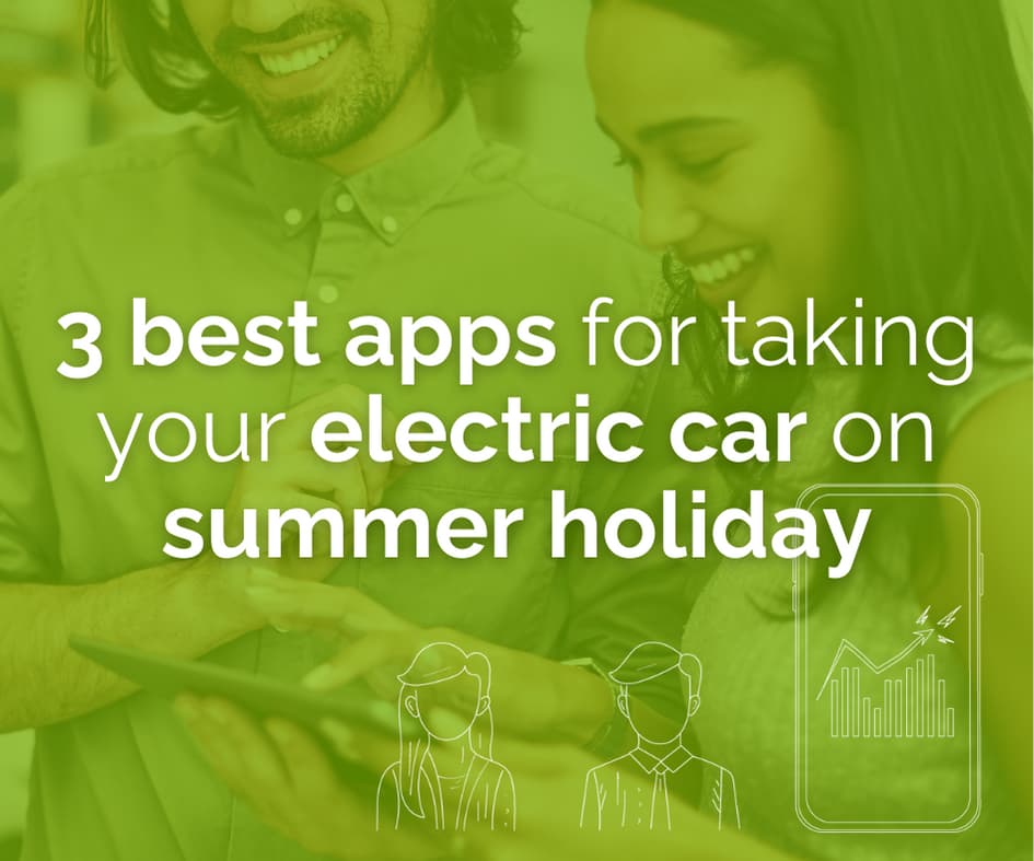 A couple looking at an app for their EV summer holiday.