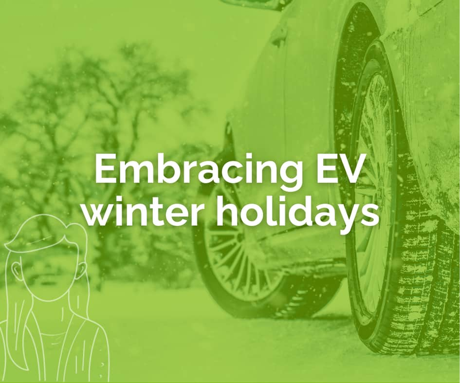 An EV on an icy road during the winter holiday.