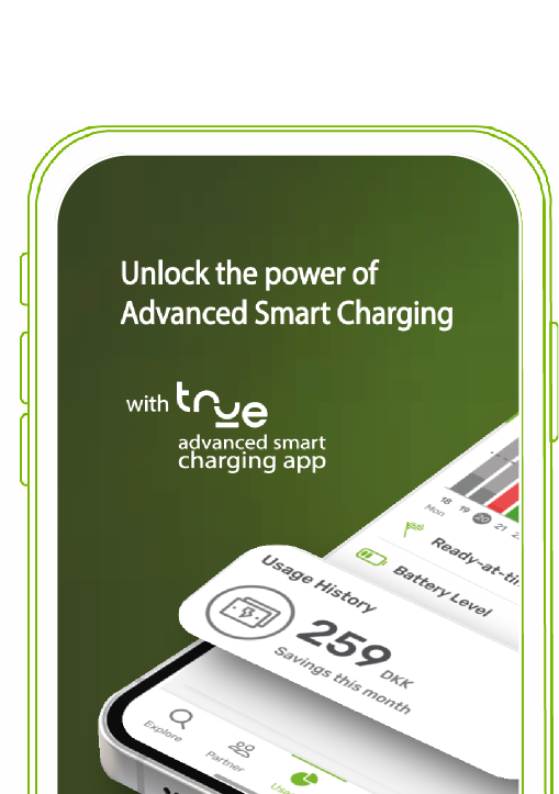 Image of phone app with the text Unlock the power of Advanced Smart Charging