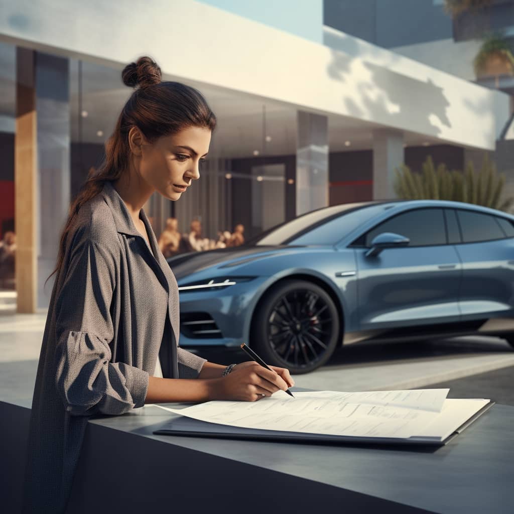 Architext drawing plans with Polestar EV in the background.