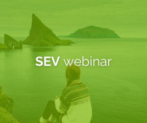 SEV webinar image with photo from the Faroe Islands.