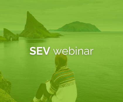 SEV webinar image with photo from the Faroe Islands.