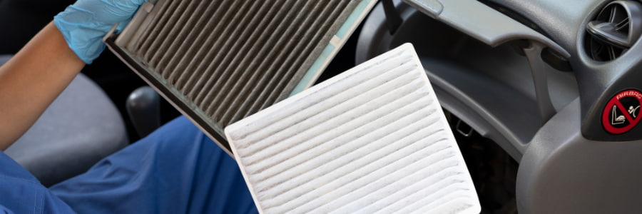 EV cabin filters where one is new and the other used.