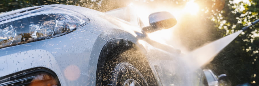 Electric car being washed.