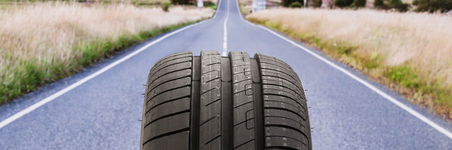 An EV tyre on a road